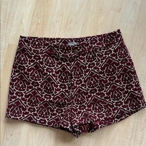 Stylish Ecote Burgundy Patterned Women's Shorts